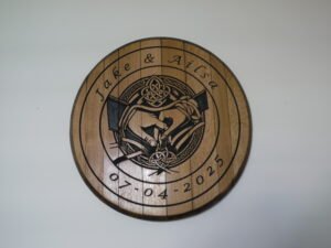 carved whisky barrel lid